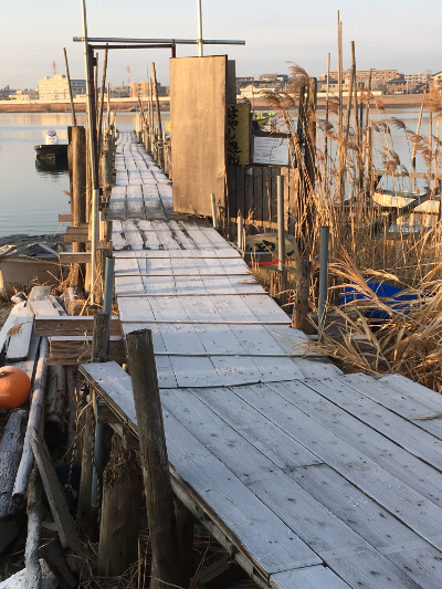江戸川放水路　冬の桟橋
